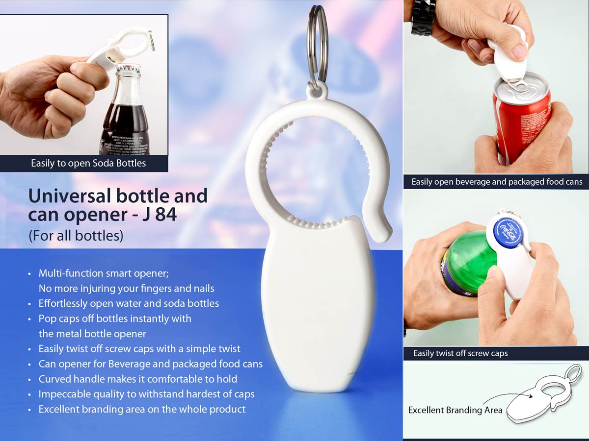 J84 – UNIVERSAL BOTTLE AND CAN OPENER: FOR ALL BOTTLES